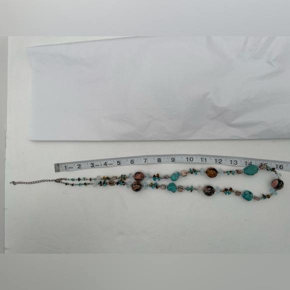 Multicolor Stone/Beaded Necklace with faux turquoise and tiger eye - Picture 3 of 4